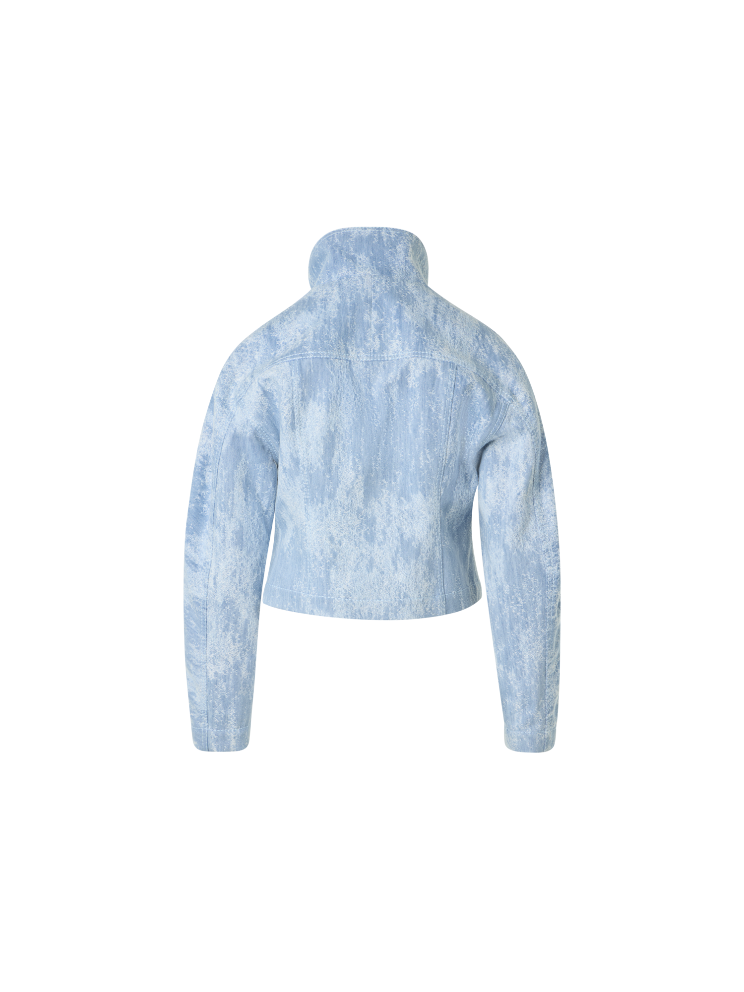 Designer Fitted Jacquard Denim Cropped Jacket - blue