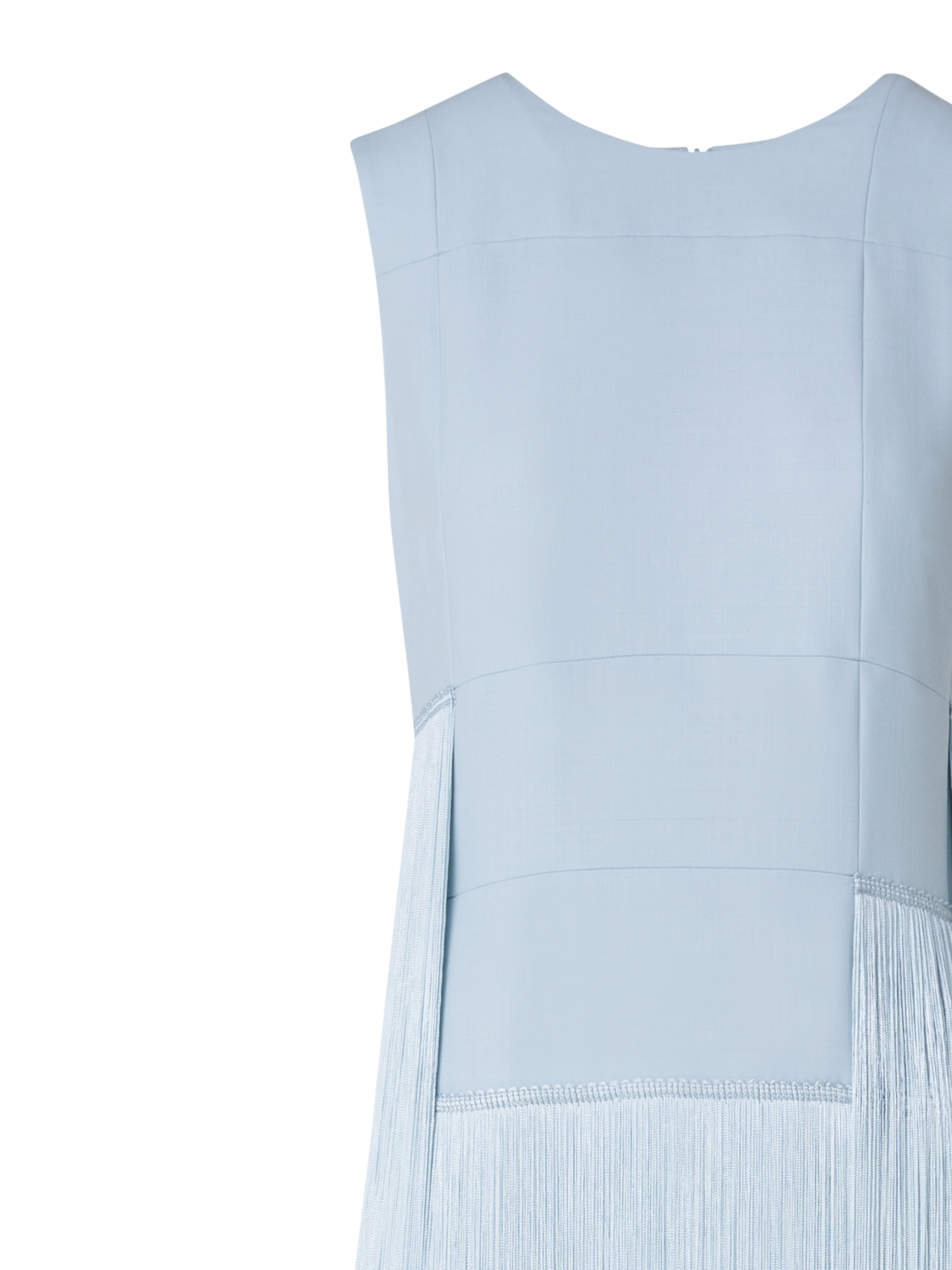 Designer Long Silk Gown with Asymmetrical Fringes - blue