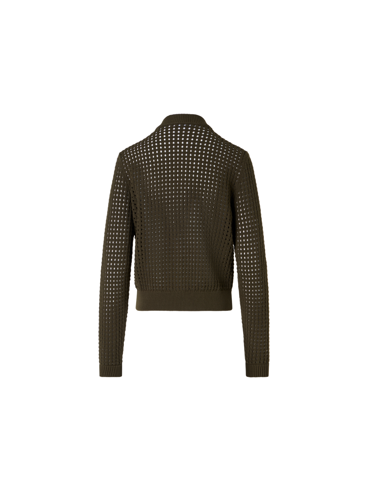 Designer Long-Sleeve Chunky Cotton Mesh Knit Cardigan - green
