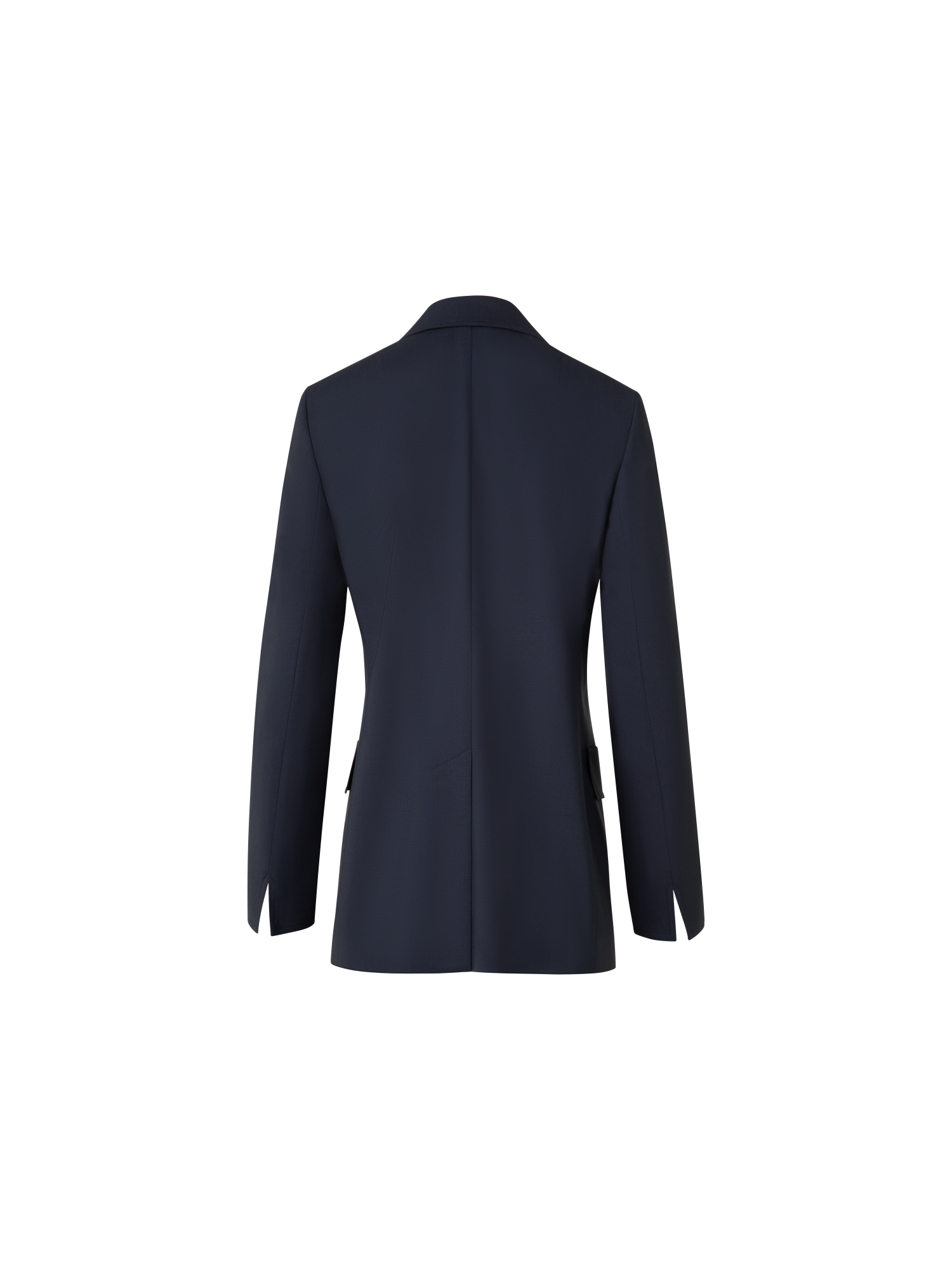 Designer Long Boyfriend Jacket in Cool Wool - navy - blue