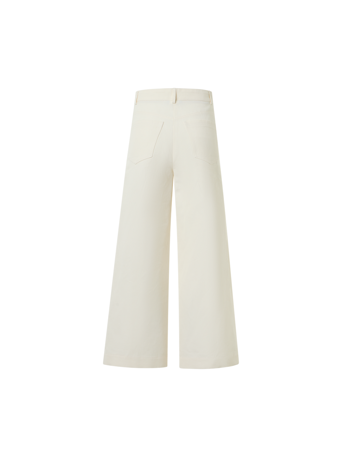 Designer Cropped Wide-Leg Cotton Linen Gabardine Pants - ecru
