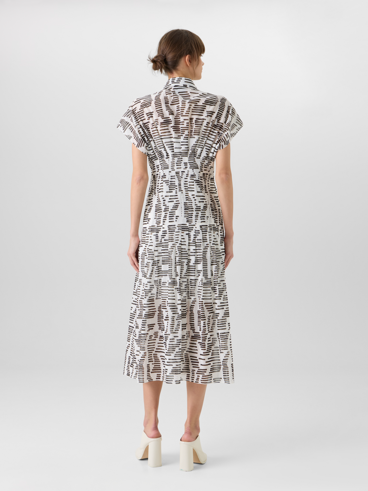Designer Cap-Sleeve Dance Movements Midi Dress - multicolor #editorial