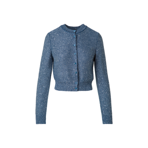 Leinen-Baumwoll-Cardigan mit Mikropailletten