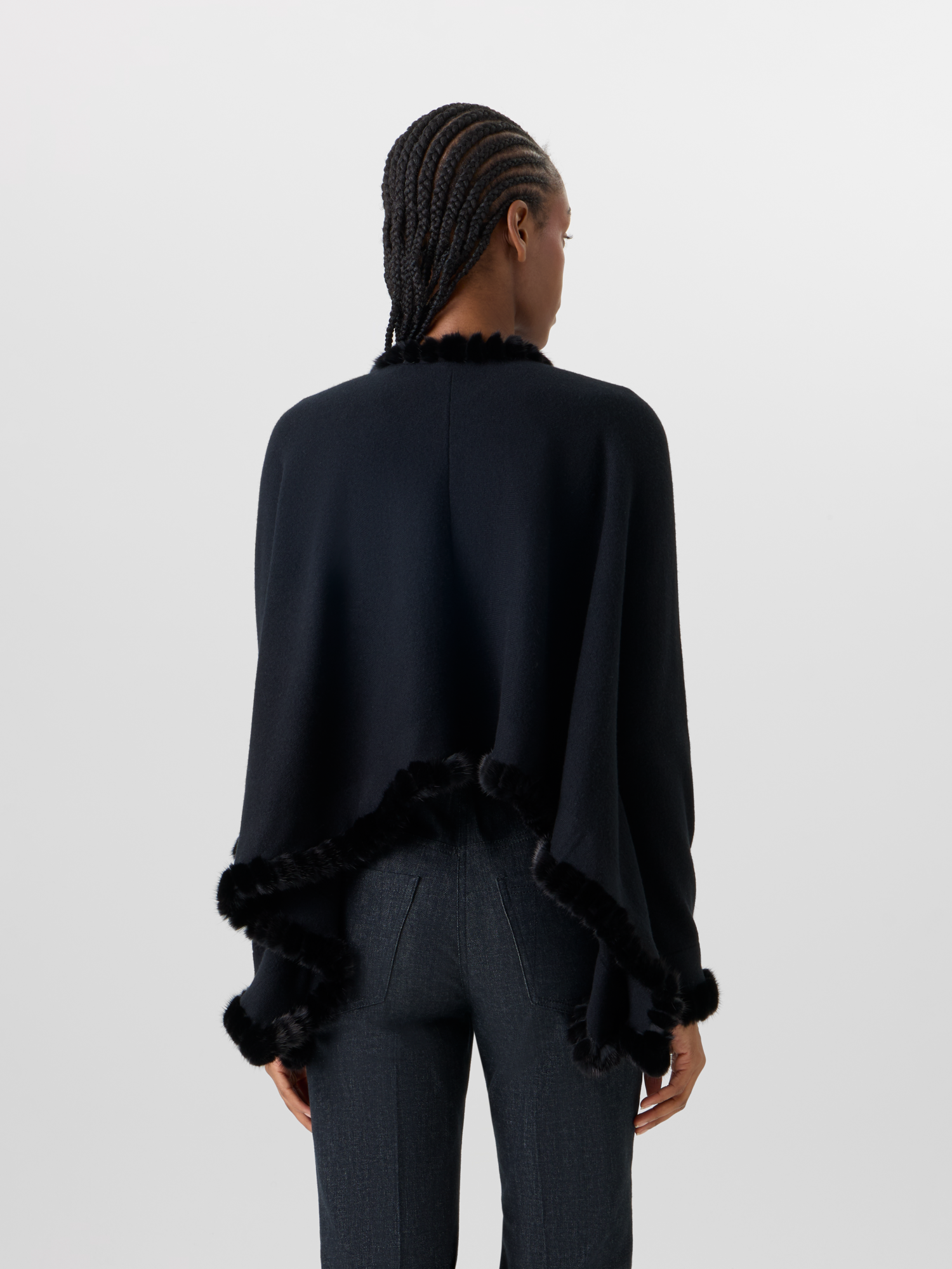 Designer Cashmere-Silk Knit Bolero - black 