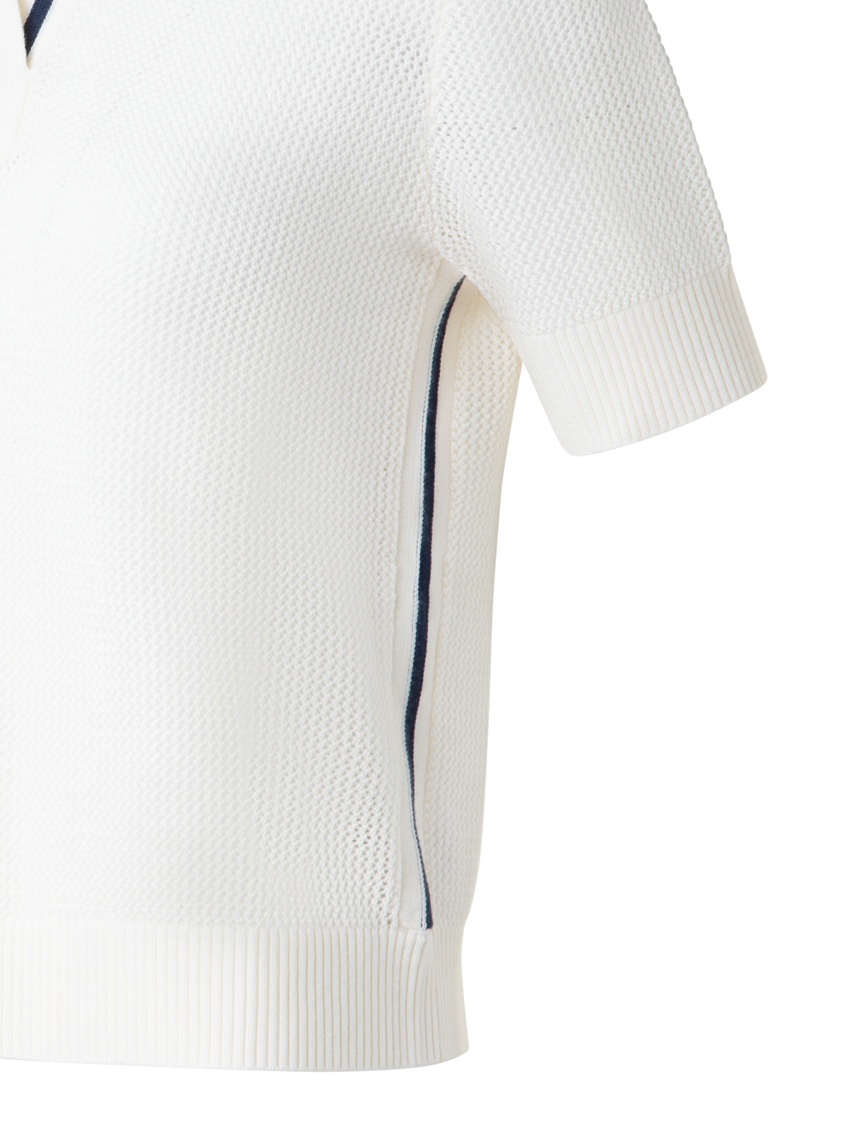 Designer Merino Mesh Knit Polo Shirt - multicolor - ecru - white