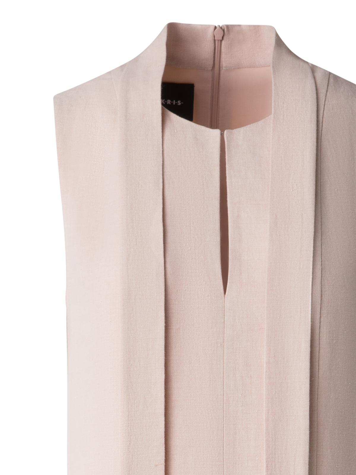 Designer Pleated Midi Dress in a Linen Wool Blend - neutral - pastel - beige