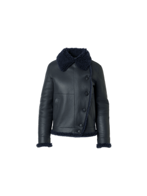 Designer Oversized Shearling Jacket with Curly Merinillo - black - neutral
