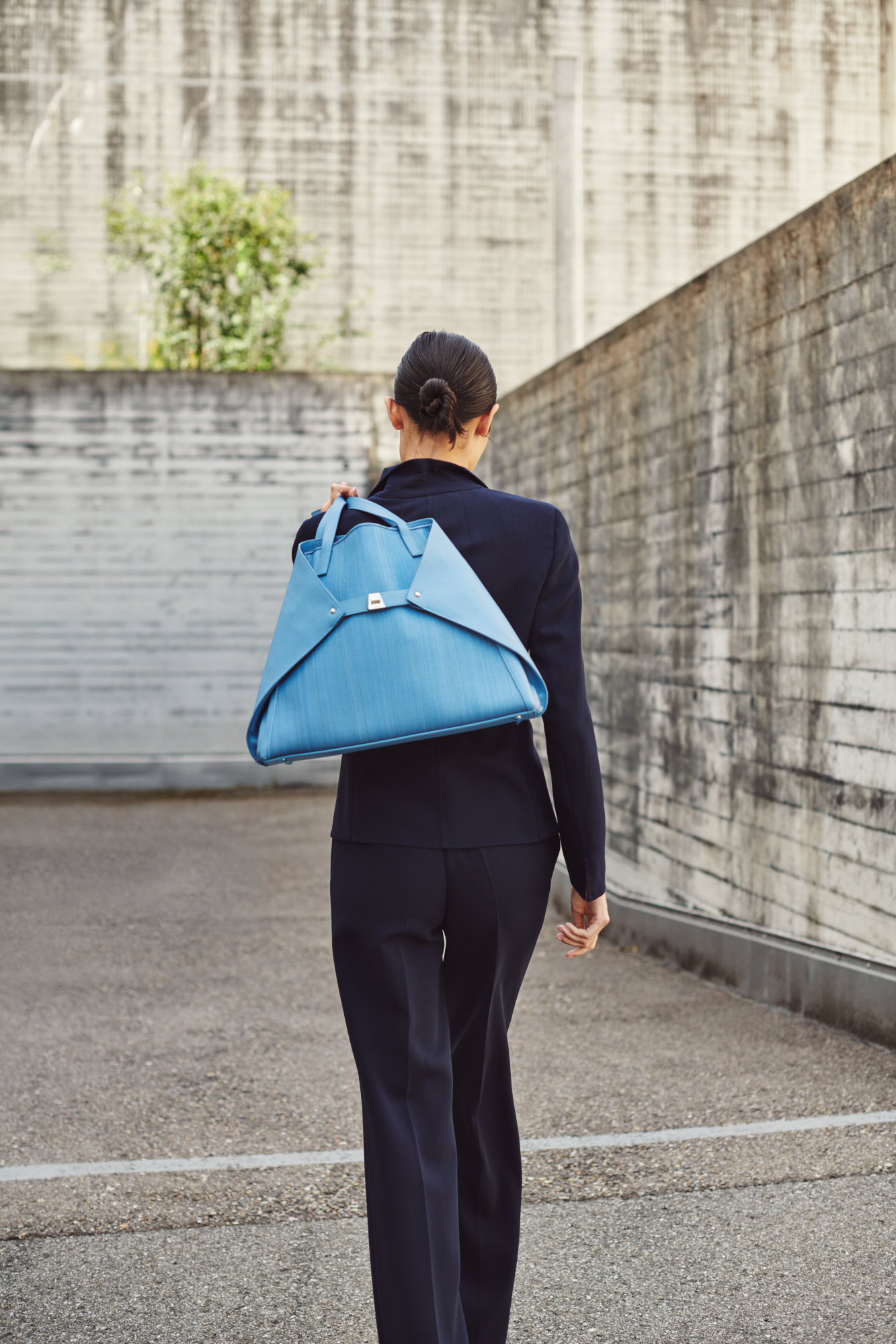 Designer Straight Wool Double-Face Pants - navy - blue 