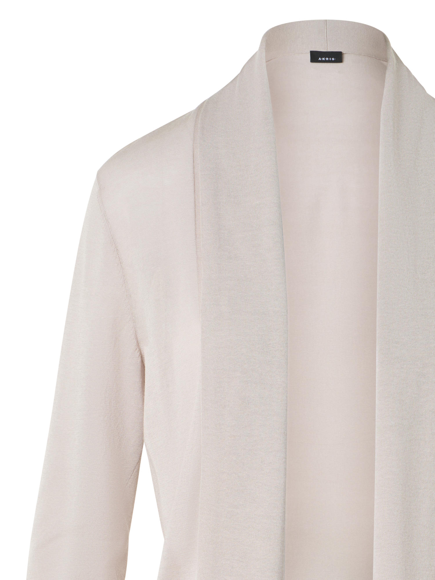 Designer Long Silk Cotton Cardigan with Shawl Collar - neutral - beige
