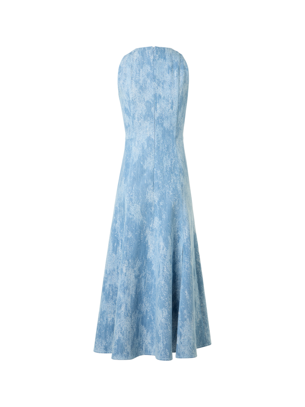 Designer Fit-and-Flare Jacquard Denim Midi Dress - blue