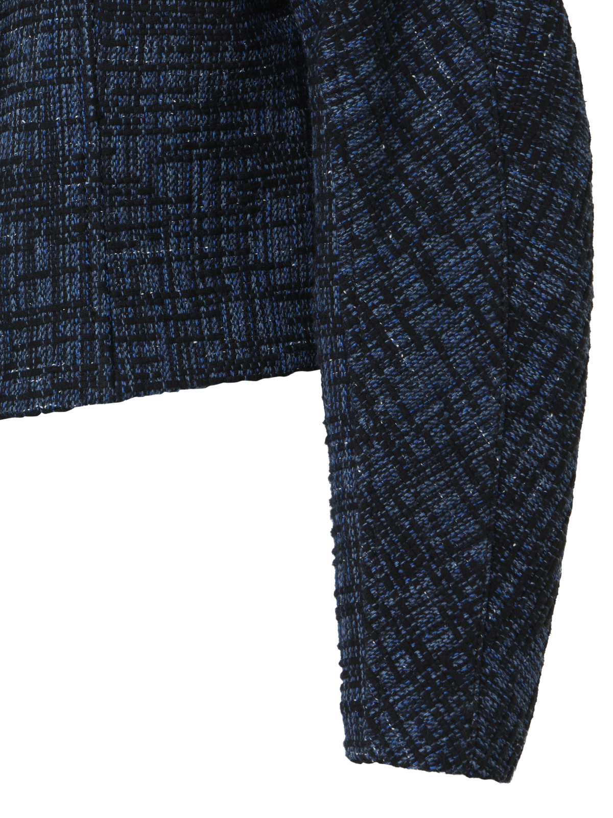 Designer Raw Denim Tweed Fitted Jacket - navy