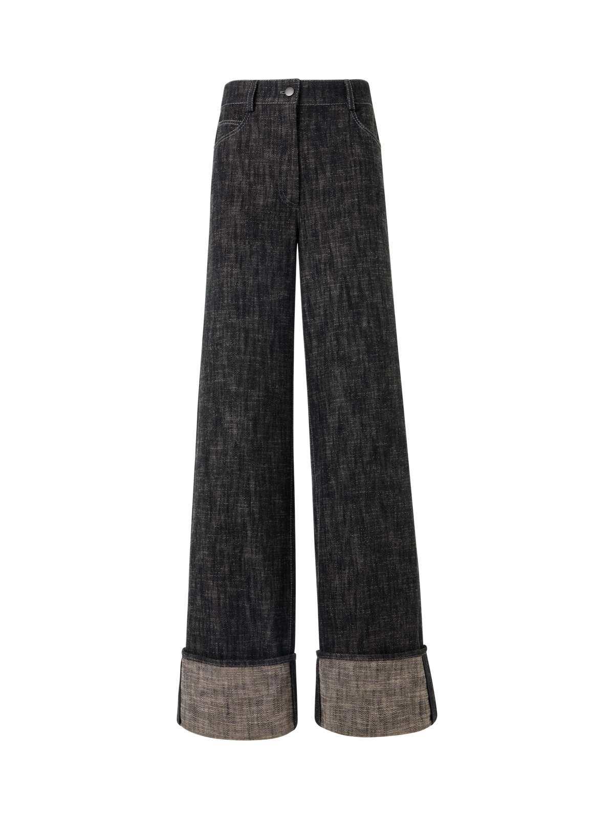 Designer Cooper Wide-Leg Pants in Washed Heavyweight Cotton-Denim - black