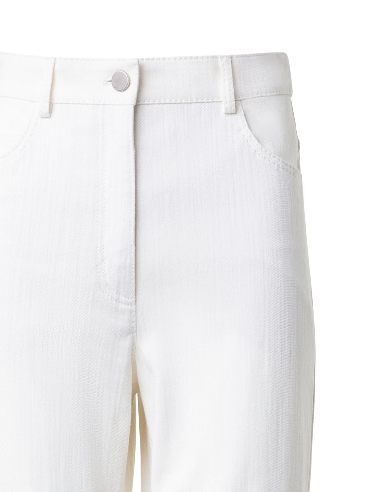Designer Straight Cotton Denim Stretch Pants - ecru - white