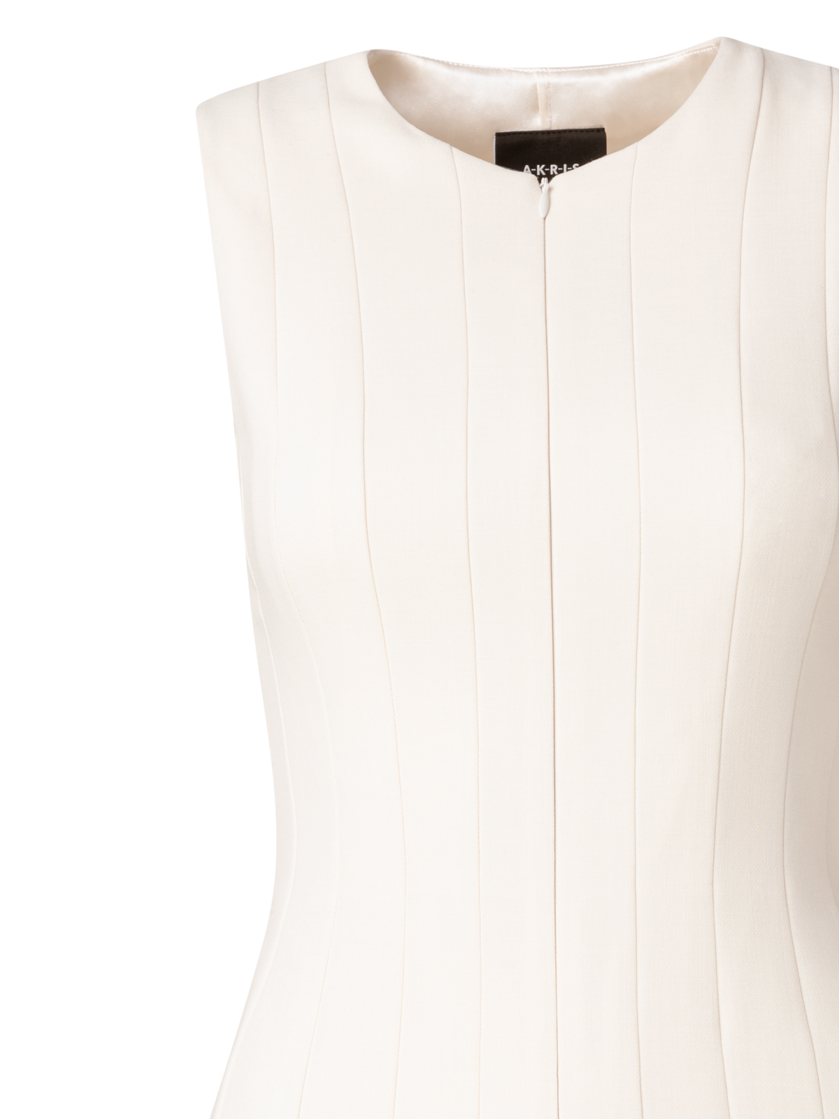 Designer Wool Double-Face Dress with Skaters Pleats - ecru - white