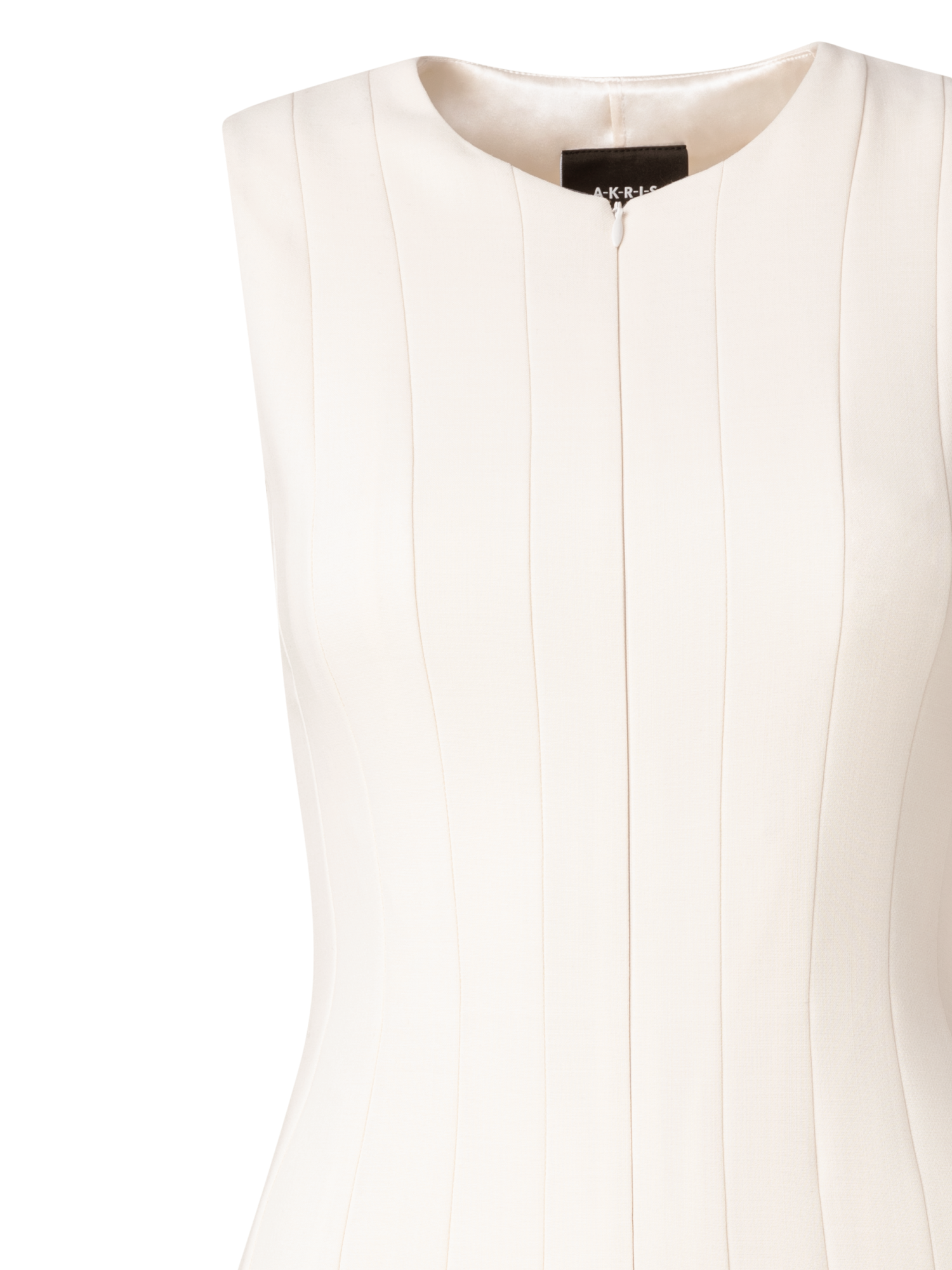 Designer Wool Double-Face Dress with Skaters Pleats - ecru - white
