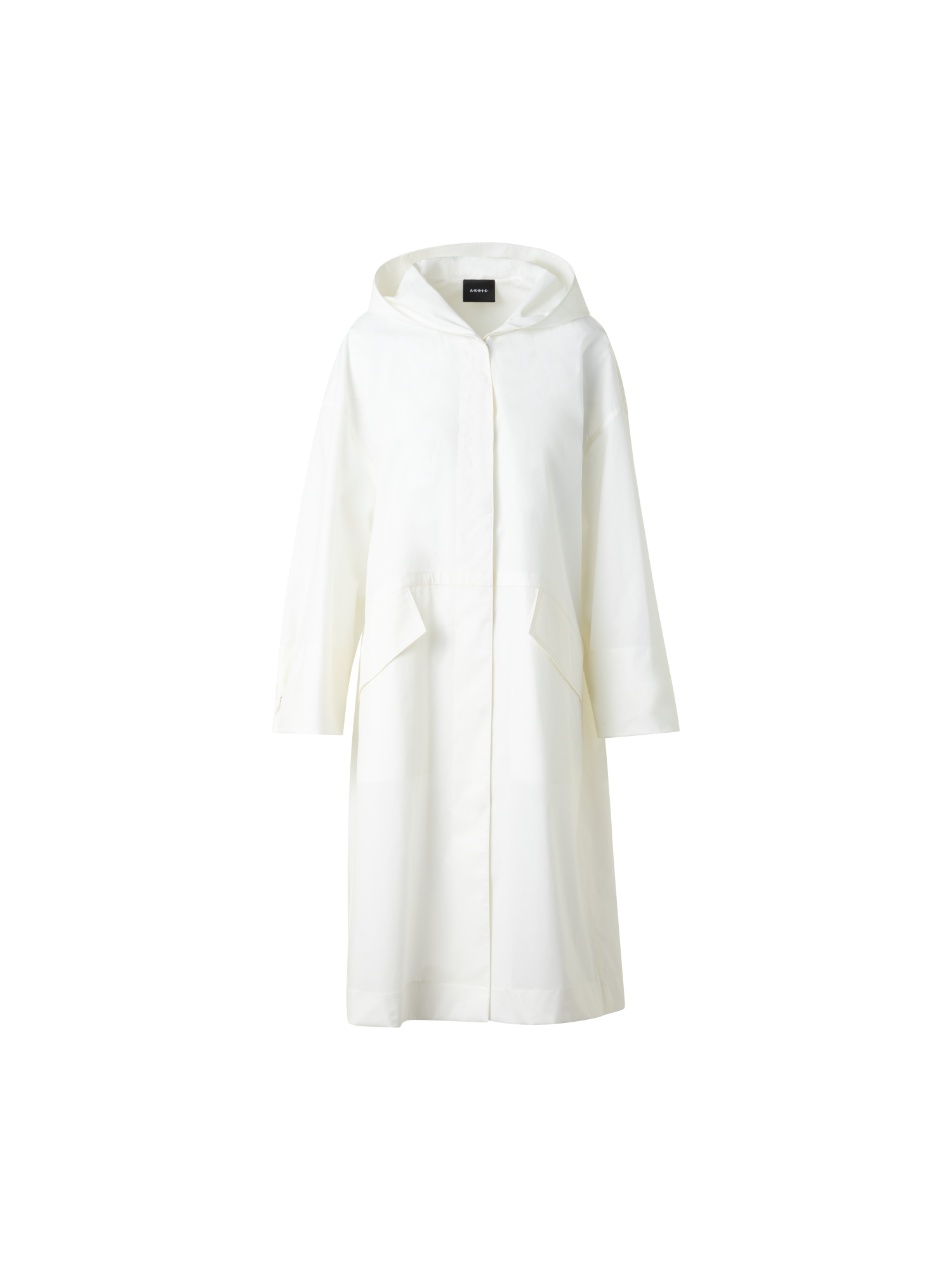 Designer Water Repellent Parka in Cotton Blend with Hood - neutral - ecru - white