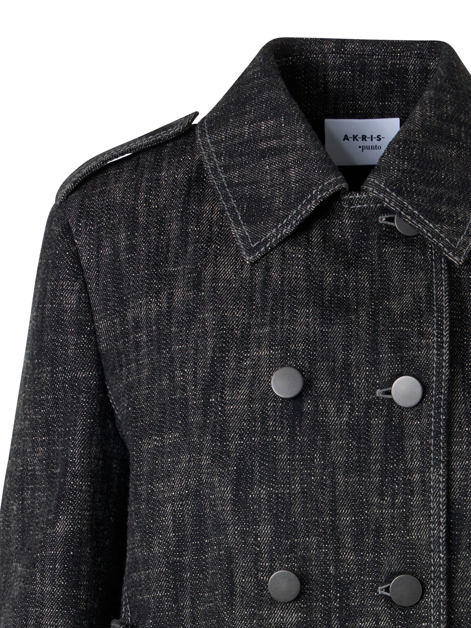 Designer Long-Sleeve Washed Heavyweight Cotton-Denim Jacket - black