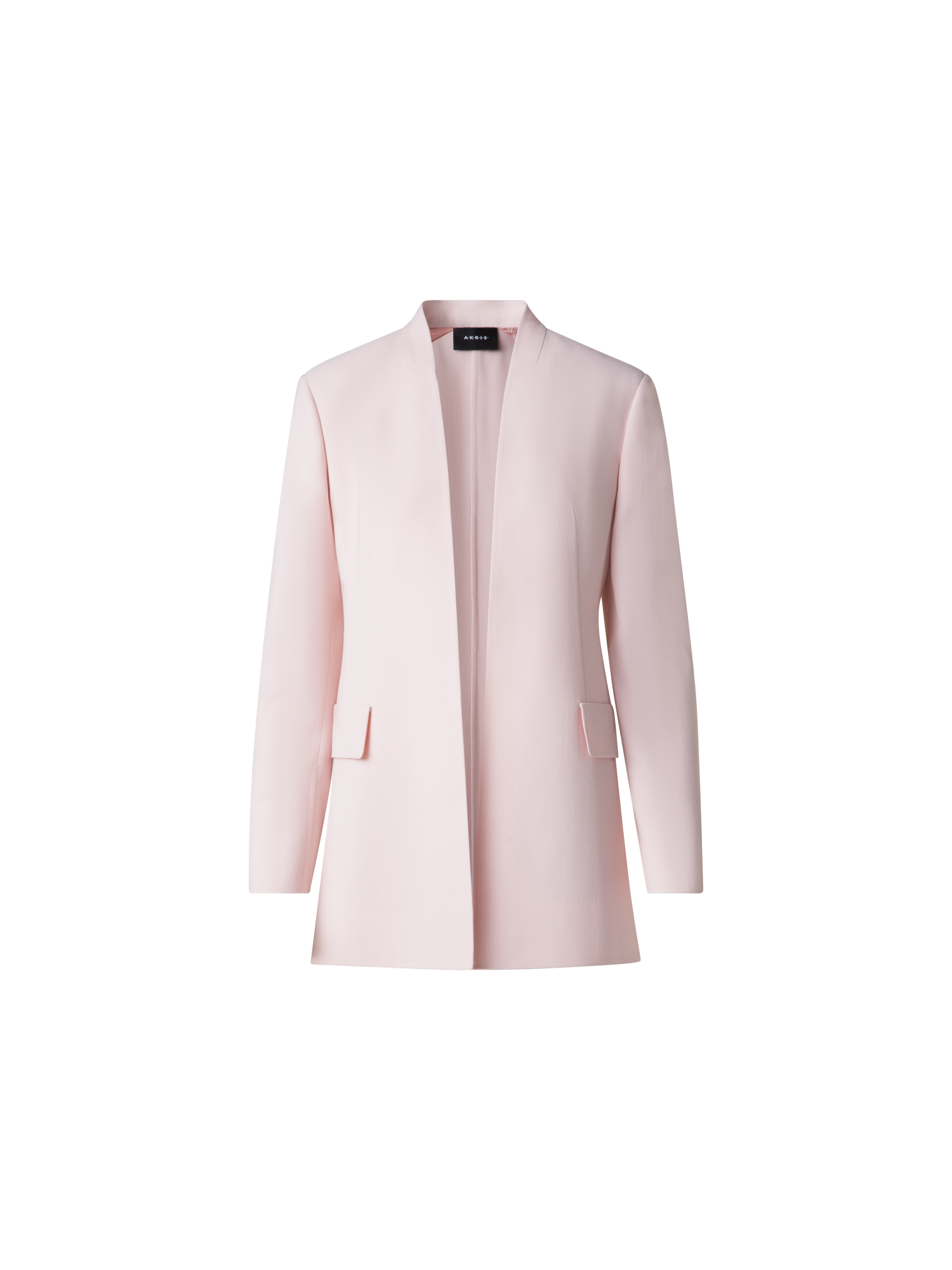 Designer Long Cardigan Style Blazer in Wool Double-Face  - pastel - pink
