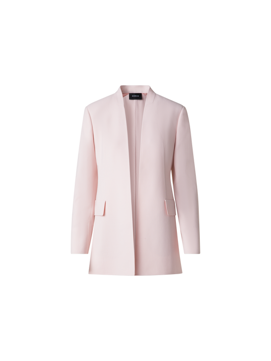 Designer Long Cardigan Style Blazer in Wool Double-Face  - pastel - pink