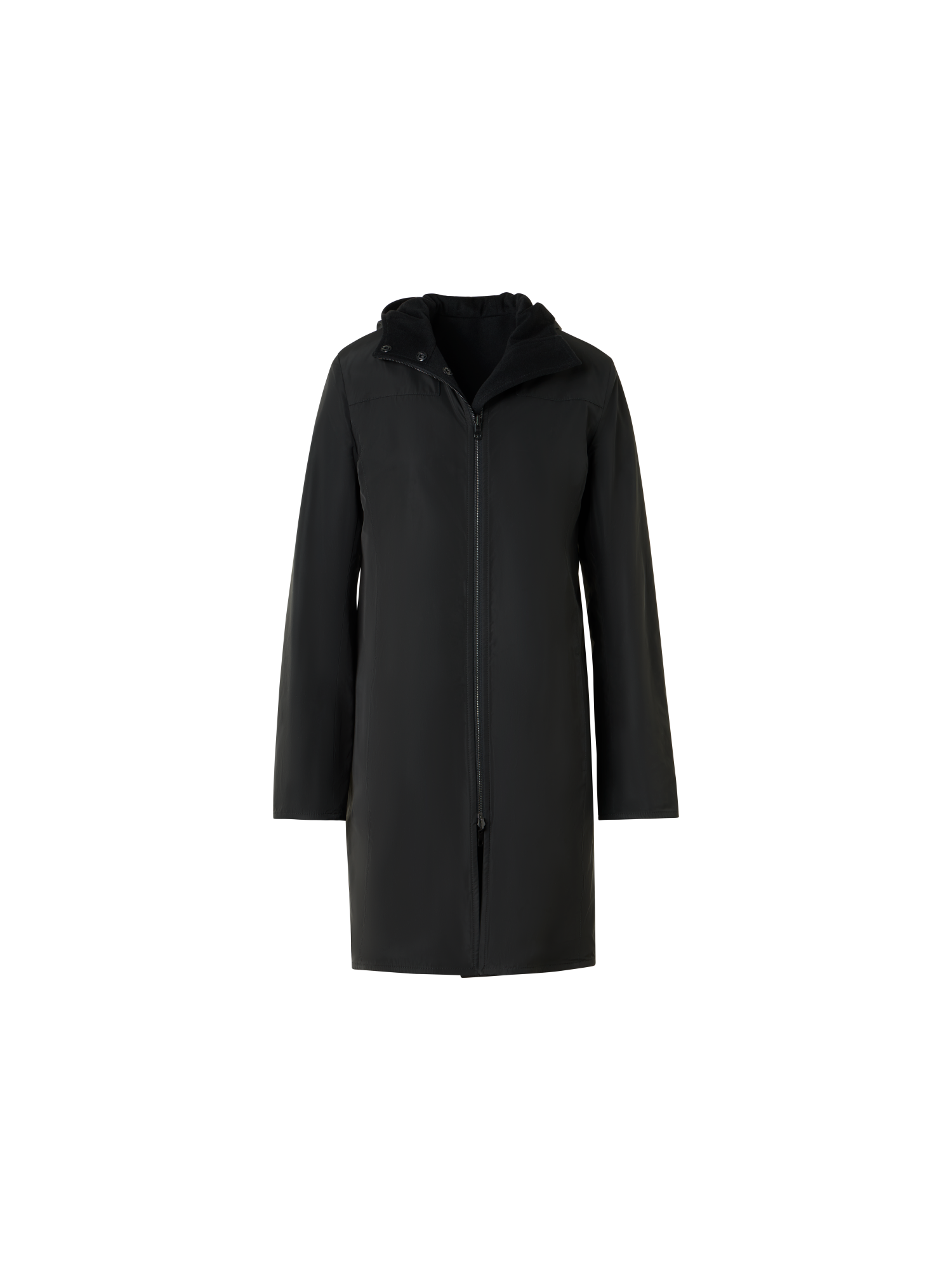 Designer Reversible Wool and Shell Coat - black