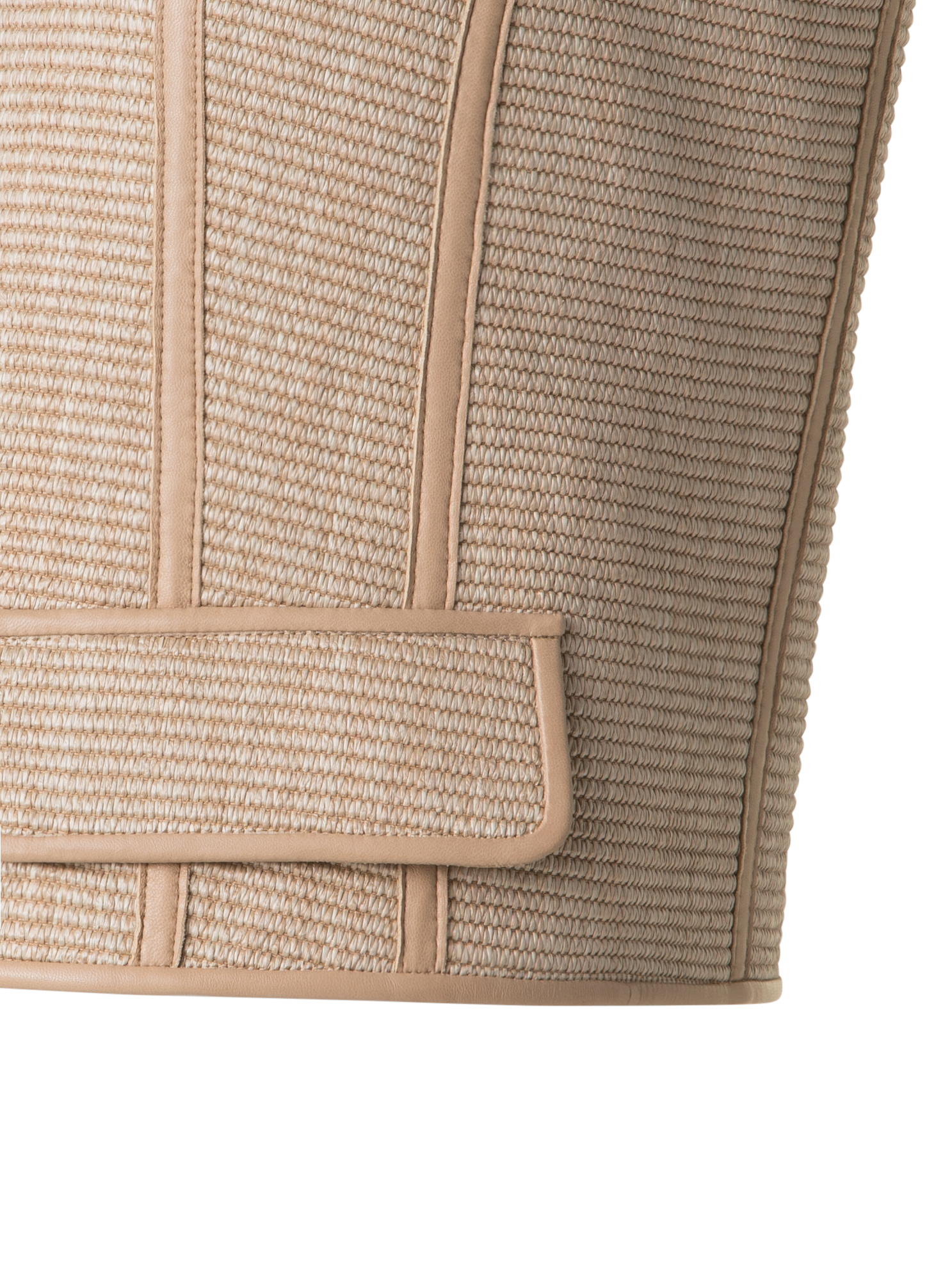 Designer Gilet in Soft Cotton Raffia with Leather Trim - neutral - beige
