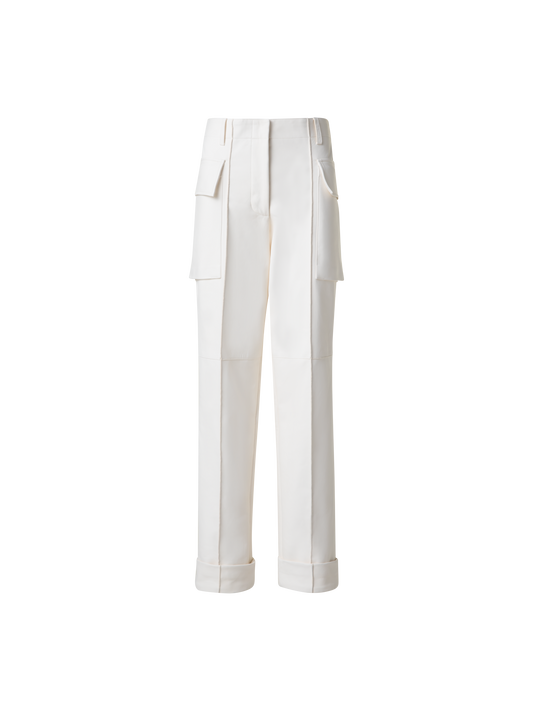 Designer Cargo Leather Pants - neutral - ecru - white