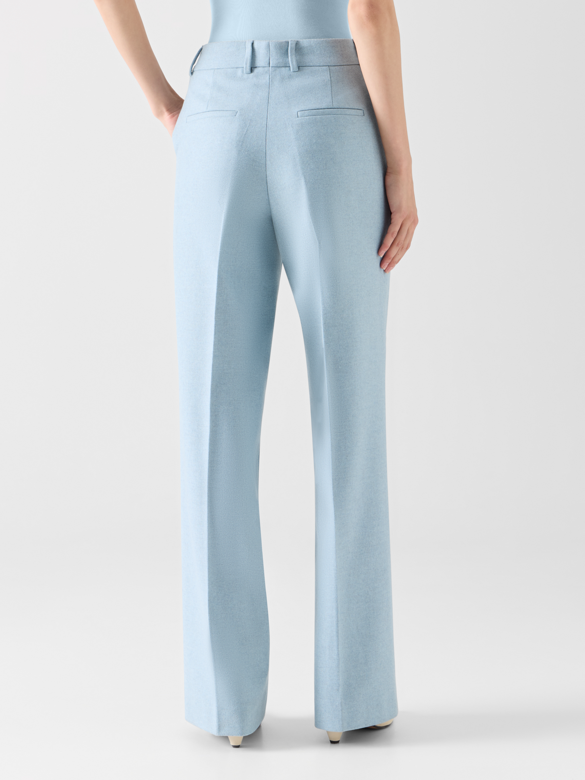 Designer Wide Leg Wool Flannel Pants 