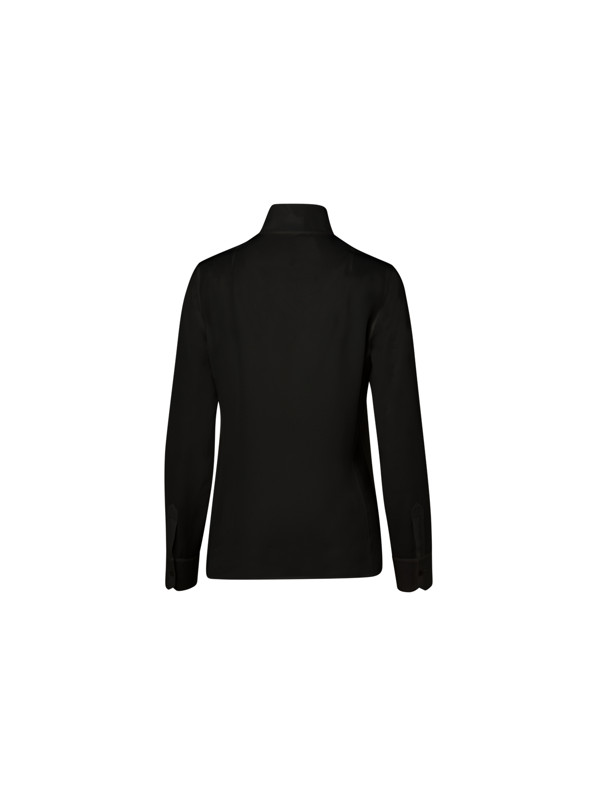 Designer Long Sleeve Silk Blouse with Stand-up Collar - black