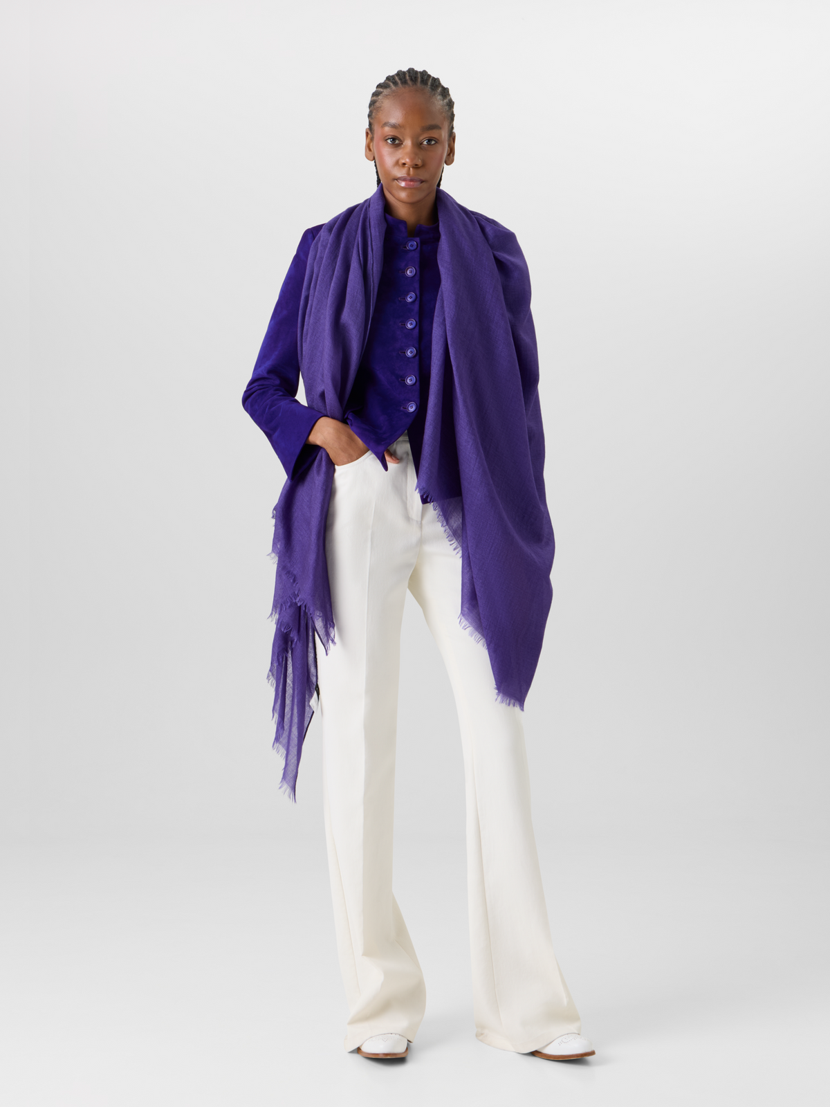 Designer Cashmere-Silk Scarf - purple #editorial