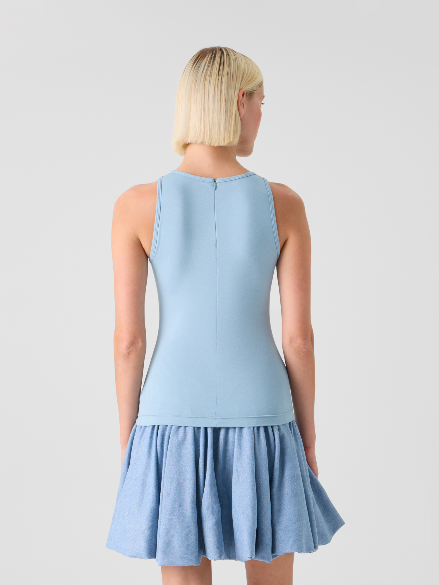 Designer Fitted Speedo Top in Stretch Modal Jersey - pastel - blue