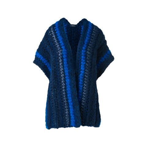 Grob gehäkeltes Kaschmir Seiden Streifen Gilet