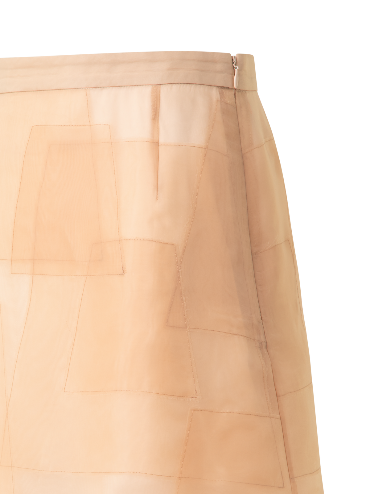 Designer Trapezoid Embellished Sheer Organza Skirt - pastel - pink