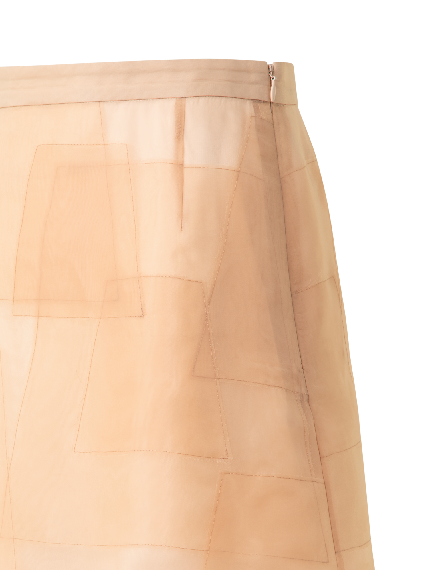 Designer Trapezoid Embellished Sheer Organza Skirt - pastel - pink