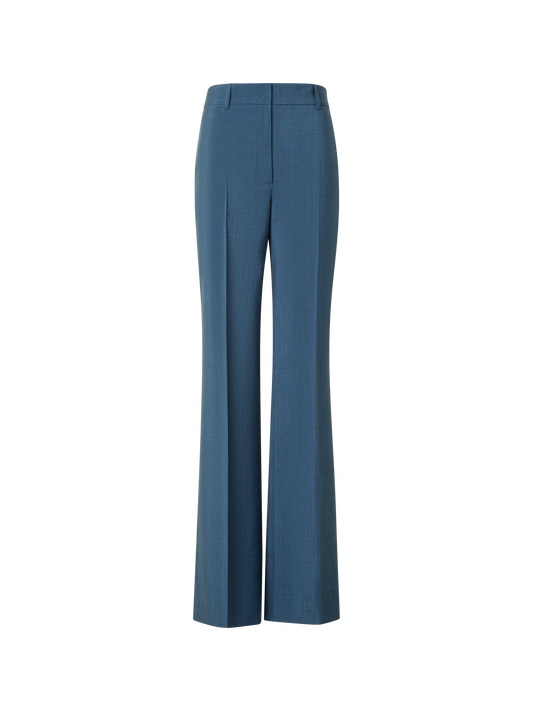 Designer Wide Straight Cool Wool Pants - blue