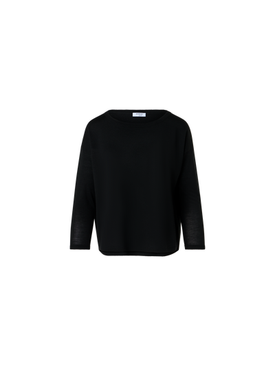 Designer Fine Merino Wool Signature Knit Sweater - black