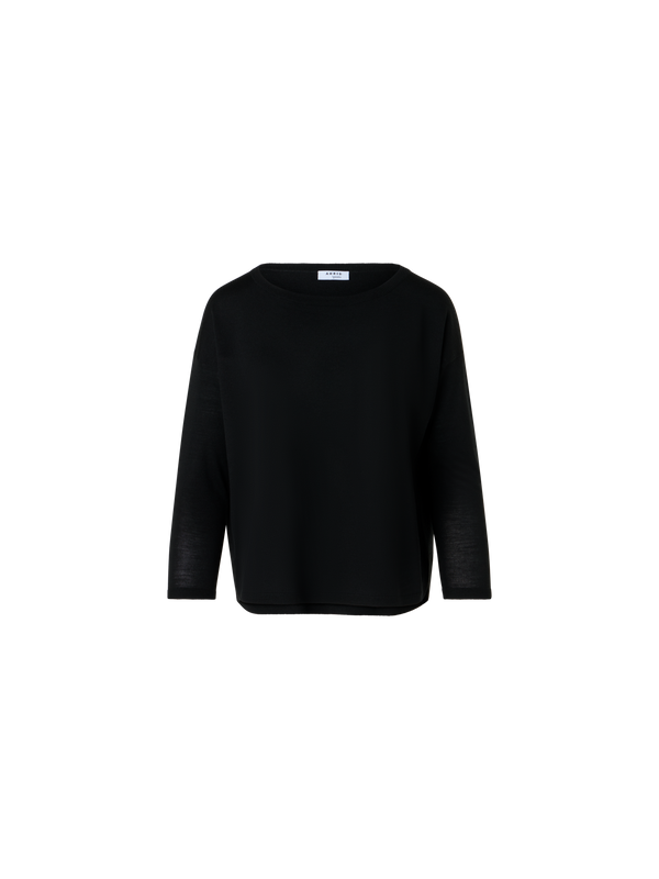 Designer Fine Merino Wool Signature Knit Sweater - black