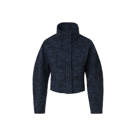 Raw Denim Tweed Fitted Jacket