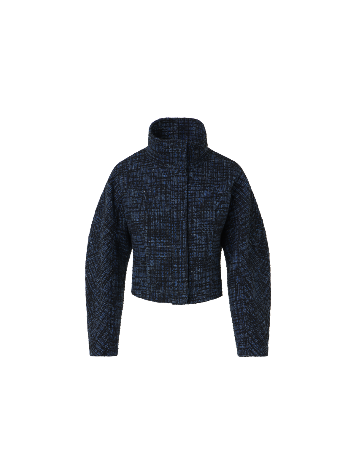 Designer Raw Denim Tweed Fitted Jacket - navy