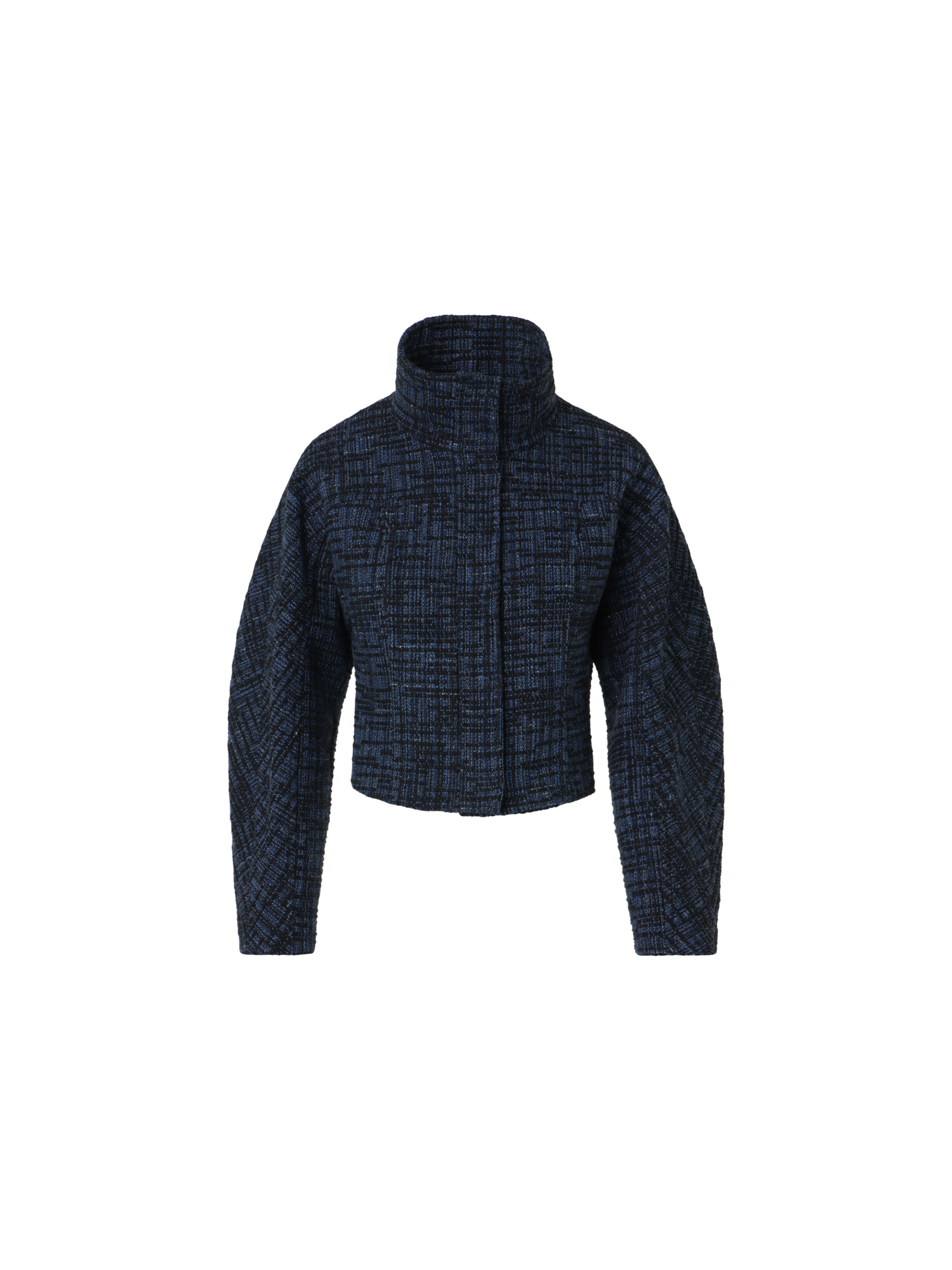Designer Raw Denim Tweed Fitted Jacket - navy