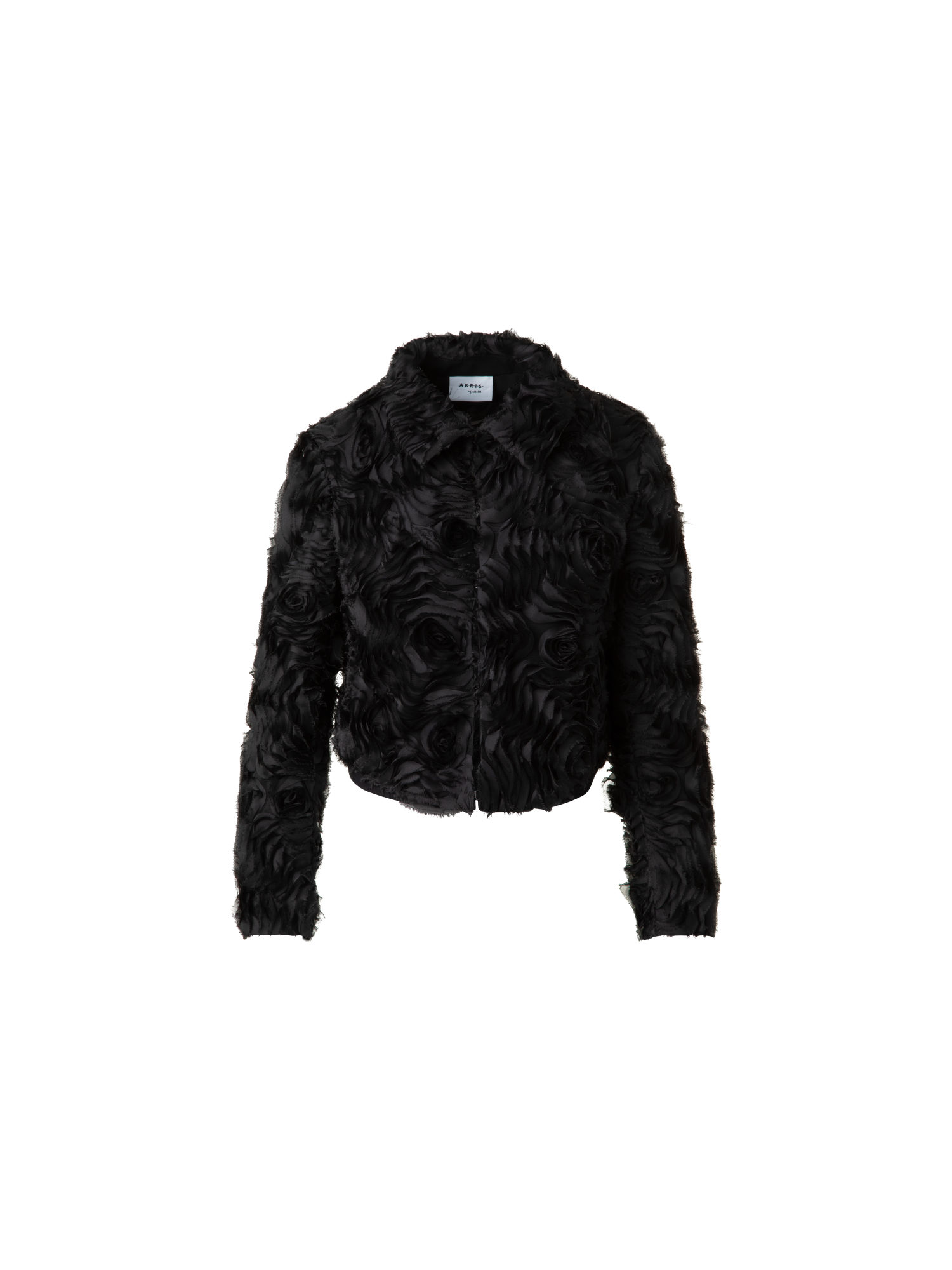 Designer Short Jacket with 3D Carnation Embroidery - black