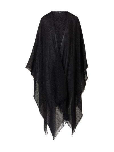 Designer Wool Cashmere Lurex Cape Scarf - multicolor - gold - black