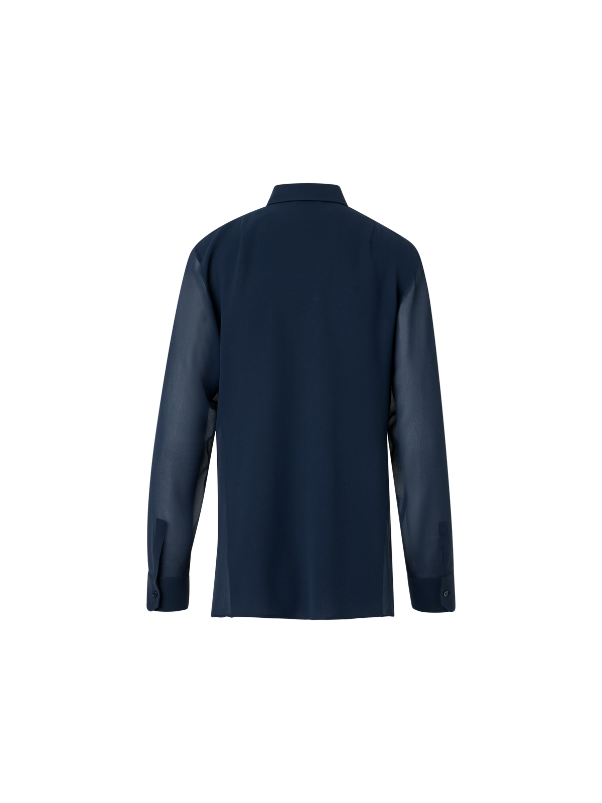 Designer Silk Georgette Blouse with Sequins Plastron - navy - blue