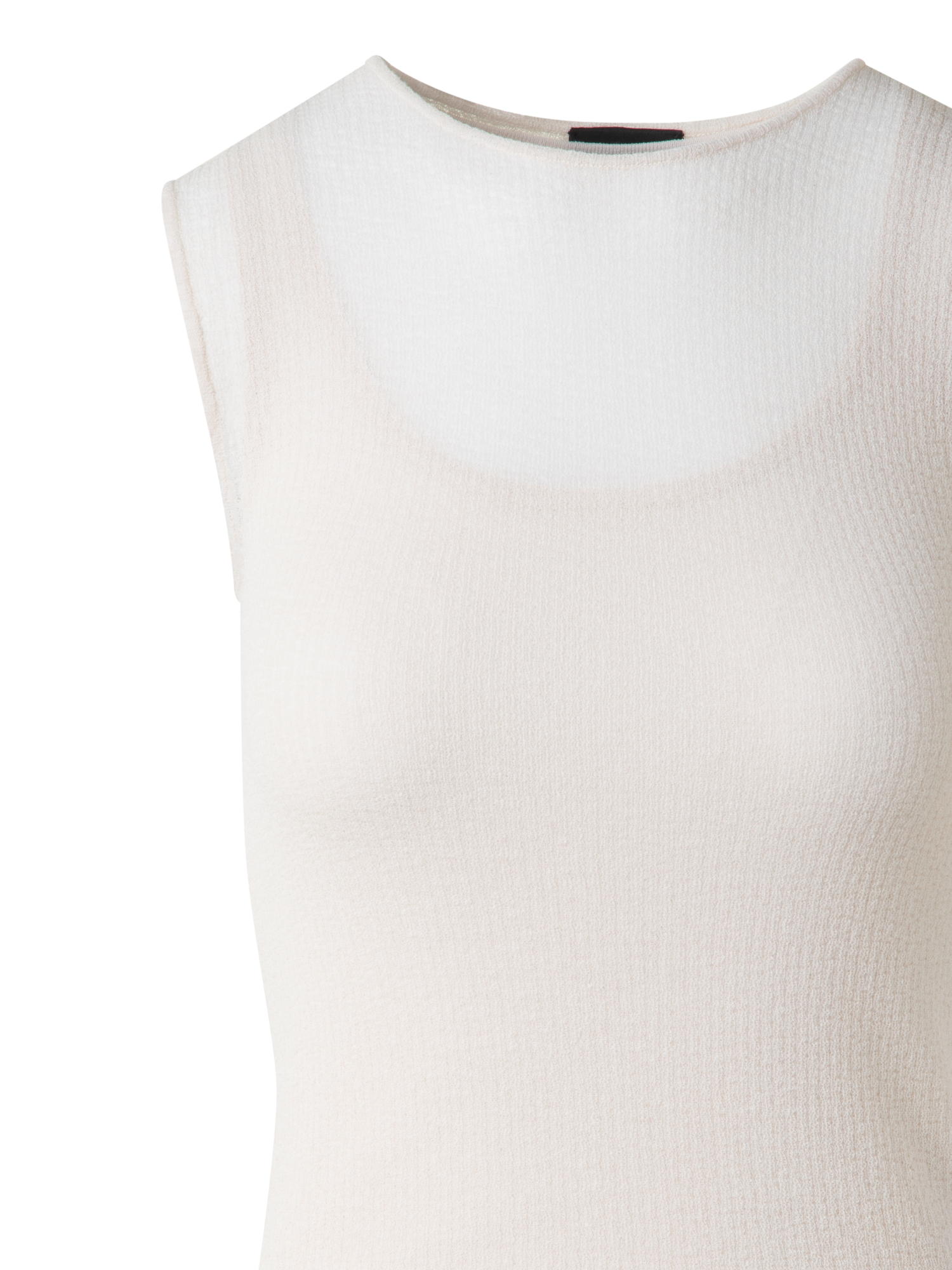 Designer Double Layered Knit Top in Sheer Cotton - neutral - pastel - beige
