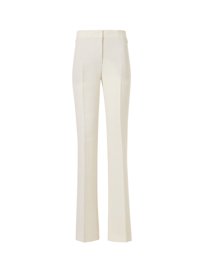 Designer Carl Straight-Leg Pants in Linen-Wool Crêpe Double-Face - ecru