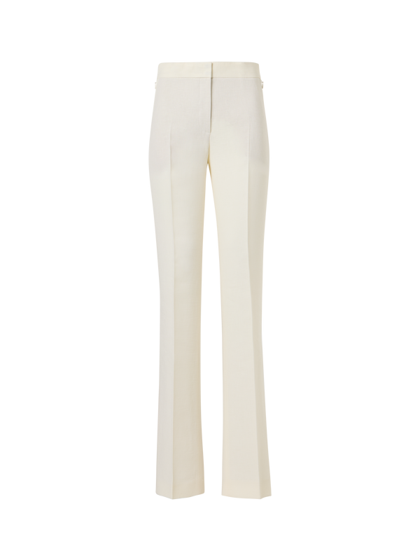 Designer Carl Straight-Leg Pants in Linen-Wool Crêpe Double-Face - ecru