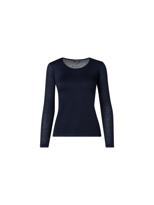 Designer Shirt from Cashmere Silk Jersey  - navy - blue