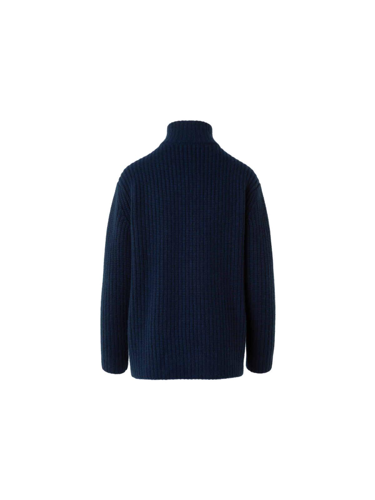 Designer Cashmere Mock Neck Chunky Knit Cardigan - neutral - navy - blue