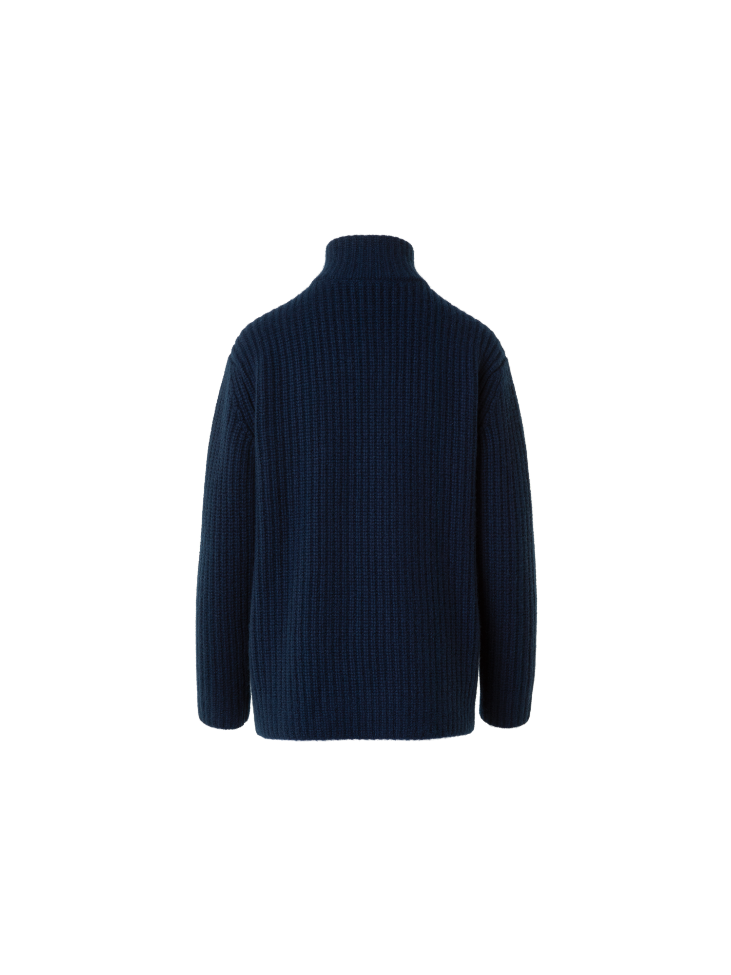 Designer Cashmere Mock Neck Chunky Knit Cardigan - neutral - navy - blue