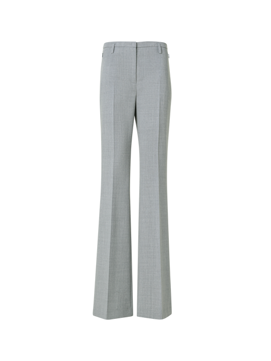 Designer Bootcut Wool Double-Face Pants - neutral - grey