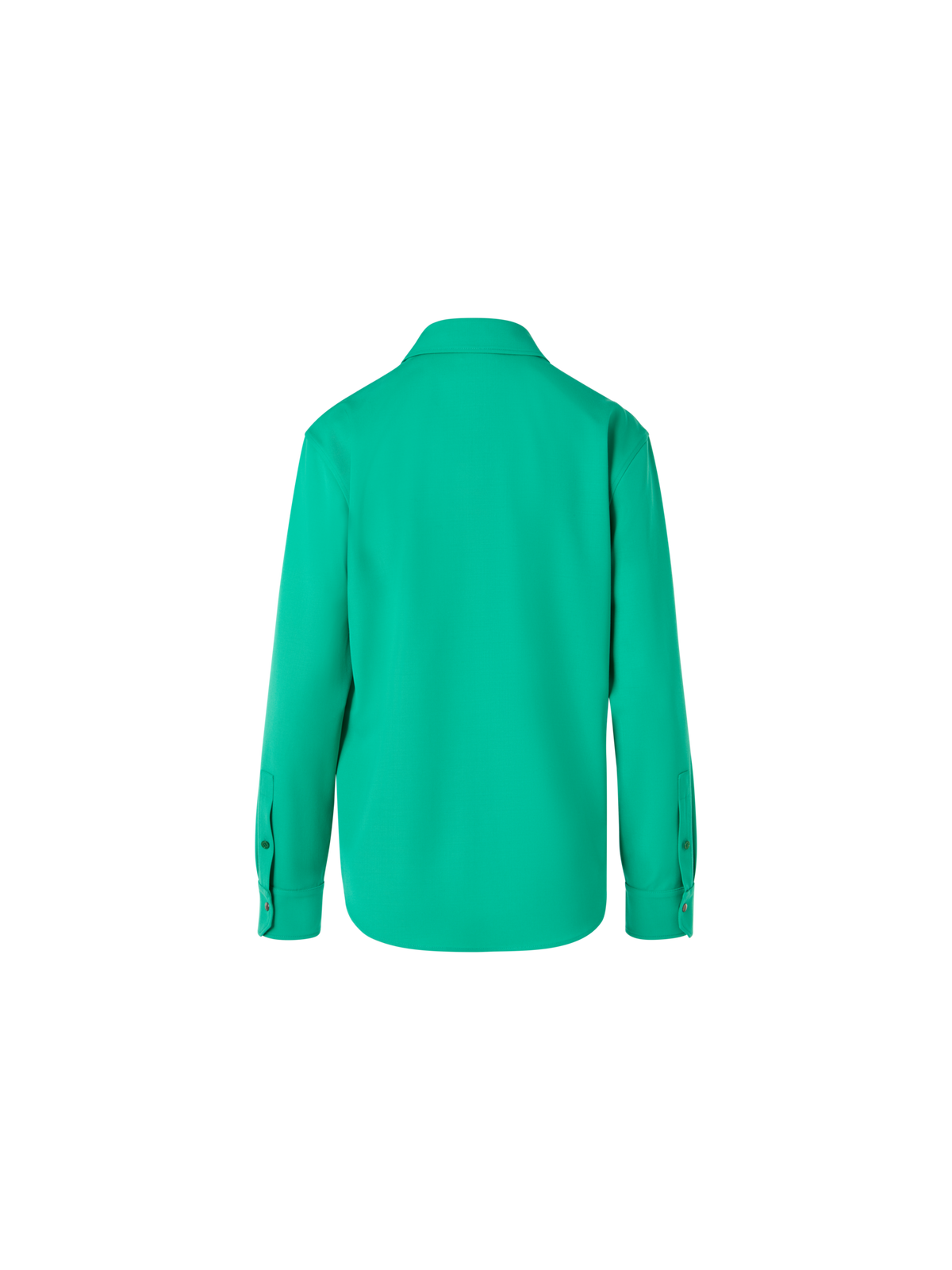 Designer Long-Sleeve Wool Gabardine Blouse - green